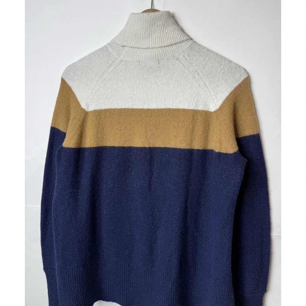 J Crew Colorblock Turtleneck Sweater Supersoft Yarn Alpaca Blue K4646 Size XS